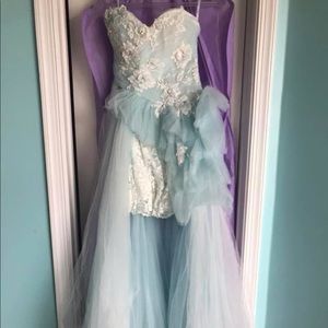 MacDuggal light blue/white prom dress